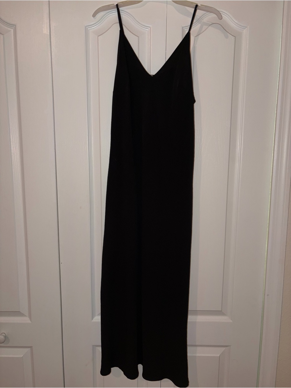 Black SatinSlip Maxi Dress with V-Neck